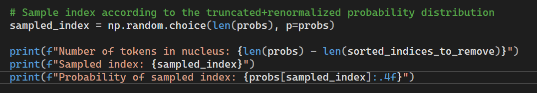 Final probabilities array